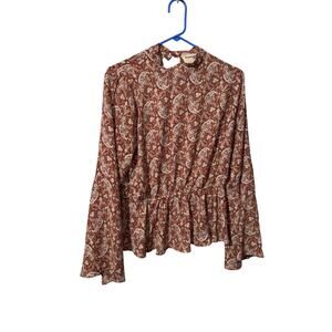 Savanna Jane Paisley Print Peplum Blouse